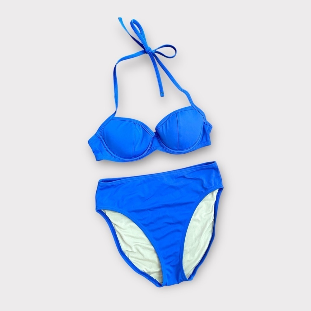 Victoria’s Secret High Waisted & Push-Up Padded Swimsuit Set in Blue size S, 34B